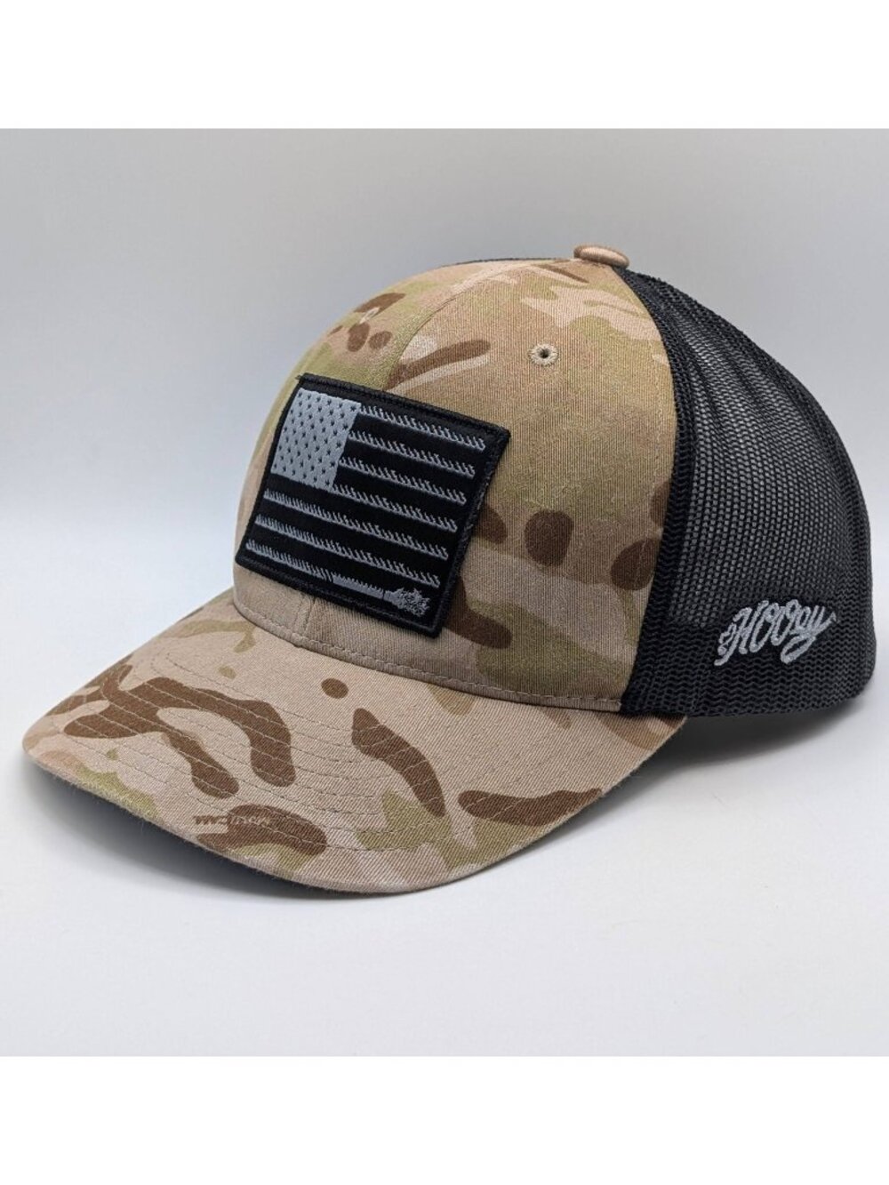 Hooey Liberty Roper American Flag Camo  Mesh Back Hat Snapback Hunting USA Brown